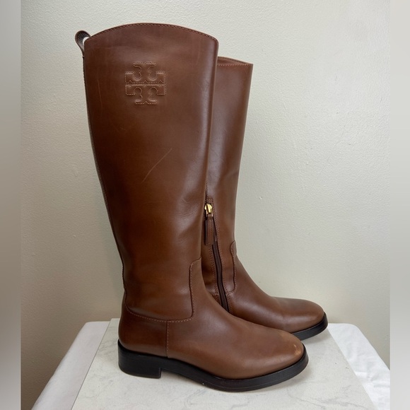 TORY BURCH THE RIDING BOOT LEATHER RICH BROWN - Picture 4 of 16